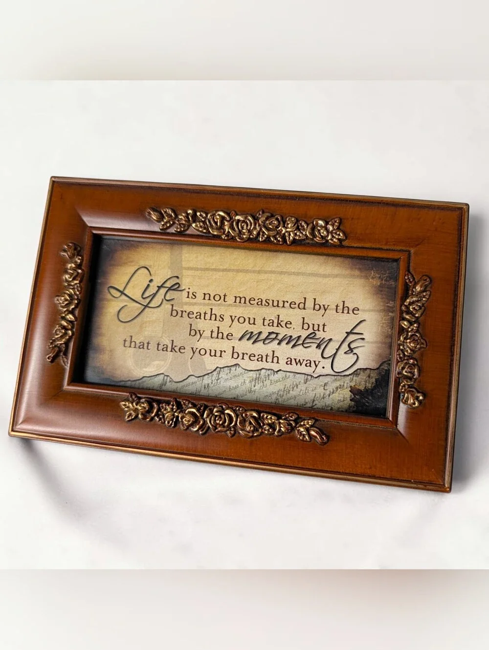 Cottage Garden Music Box Footed Jewelry Box What a Wonderful World Wood-Look